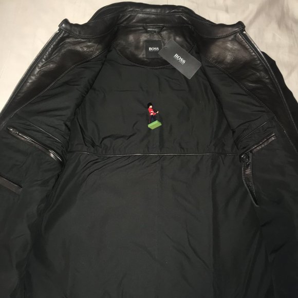 NEW Hugo Boss $895 Napa Lambskin Black Leather Jacket Men's Size 42R - Picture 3 of 7